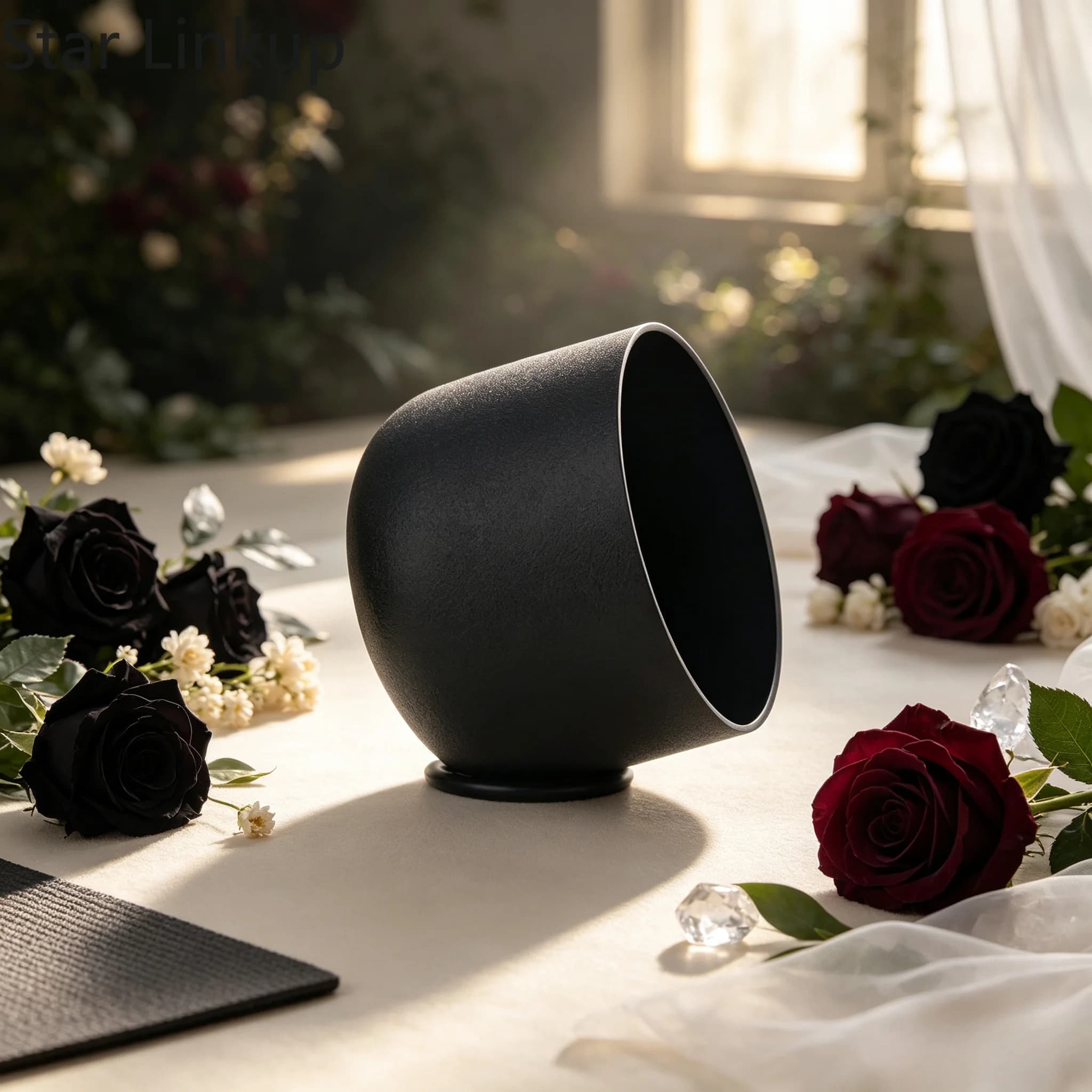 Star Linkup 8 Inch Double Black Quartz Crystal Singing Bowl, upgraded resonance design suitable for daily yoga exercises and deep calming meditation. This chakra tuning bowl adopts crystal vibration therapy