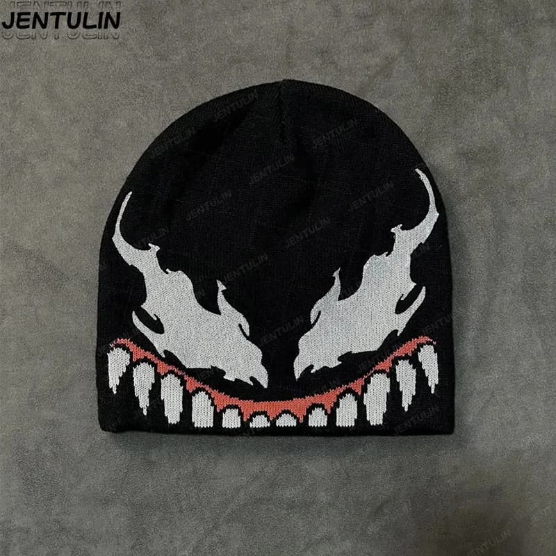 Berretti Y2K alla Moda, Versatili, Stile Rap Hip-hop, Nuovi Cappelli Lavorati a Maglia Jacquard per Uomo e Donna, Stile Goth Anime Film Spider