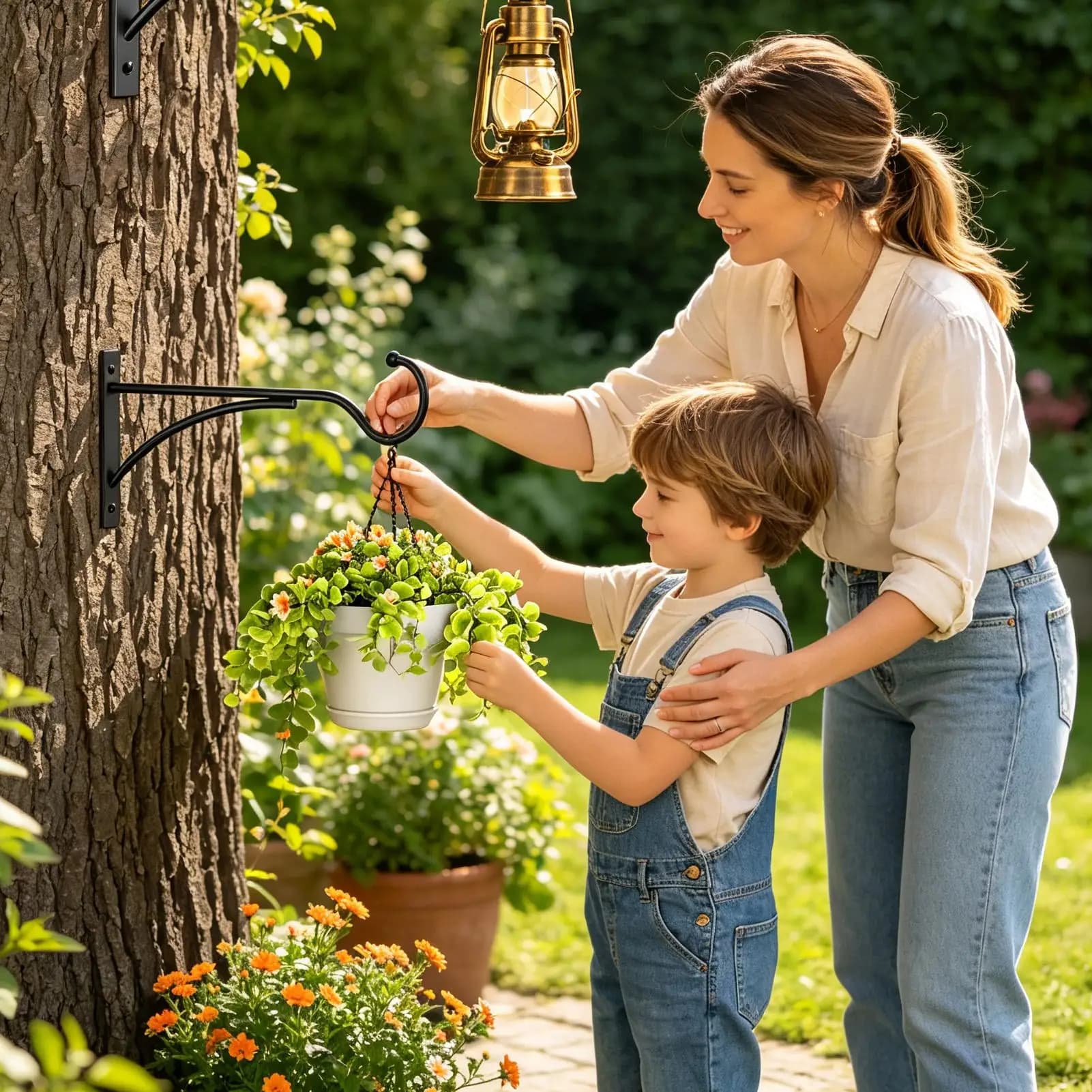 Planter Hooks 2-Piece Heavy Duty Wall-Mounted Flower Basket Hangers For Outside For Bird Feeder Wind Chime Lantern House Fence