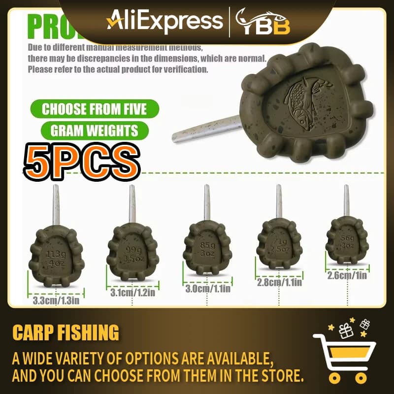 5 Pezzi Piombi a Tubo con Texture Craquelé per Pesca alla Carpa, Anti-Intrappolamento, per Rig da Fondo