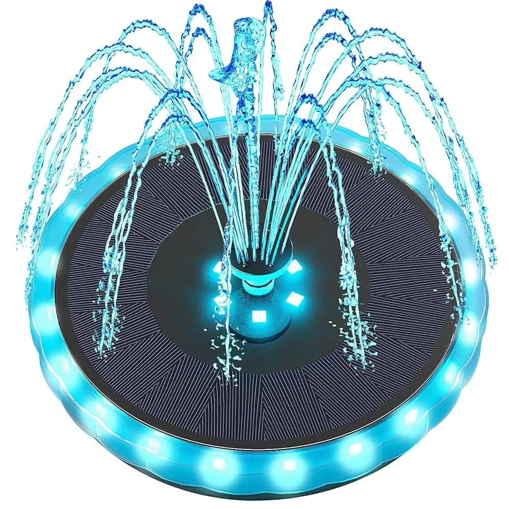 Spedizione Gratuita: Fontana Solare con Pannello Opaco e Batteria da 4000 mAh, Fontana Solare da 4W per Vasche per Uccelli con 8 Ugelli, Galleggiante