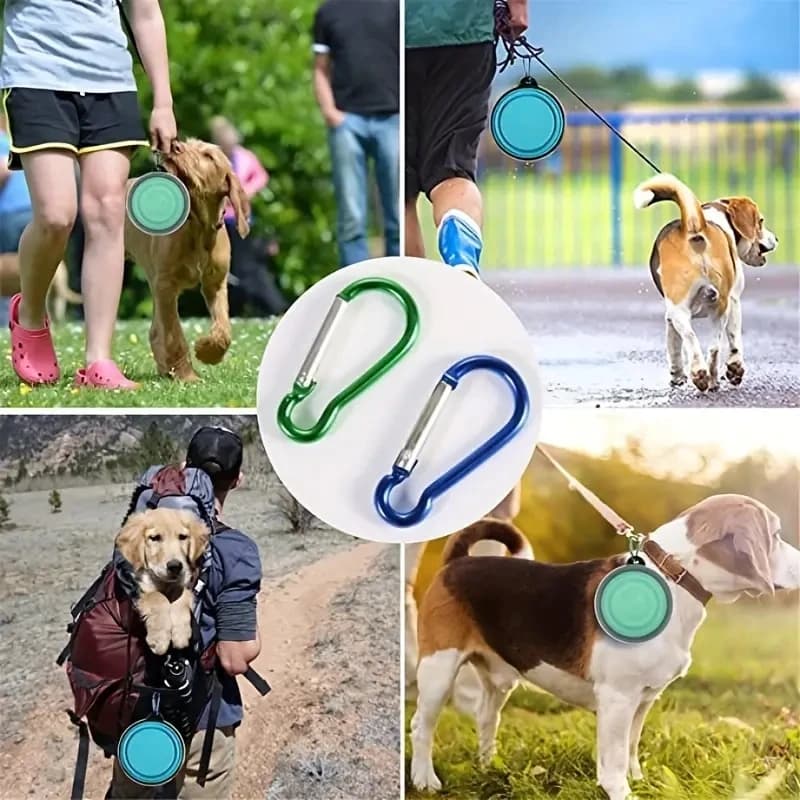 Collapsible Pet Bowl 2Pcs Dogs Cats 600ml Dustproof Cover Dual Use Food Water Soft Silicone Outdoor Travel All Size Pets With Lid