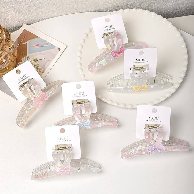 Cardboard Bow Hair Clip Large Sweet Girl Hair for Women, Non-Slip Kawaii Updo Claw Clip, Daily Party Gift Evening Wedding Trendy