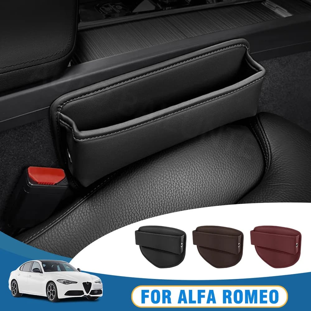 1 pz Per Alfa Romeo Giulia Veloce Giulietta Junior Stelvio Tonale 147 159 Seggiolino Auto Gap Organizer Scatola di Immagazzinaggio Accessori In Pelle