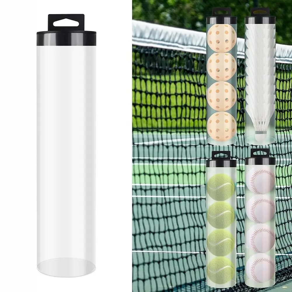 Nuova scatola portaoggetti trasparente per pickleball con coperchio Porta pickleball cilindrico Porta palline per tubi Badminton Baseball Tennis