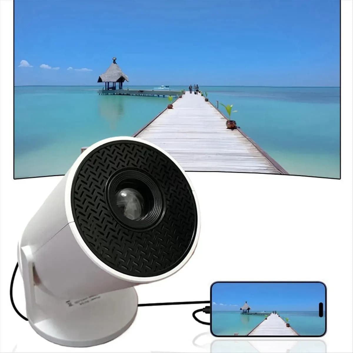 (BAAY) Y200 cell phone cable connection with same screen projector Portable HDMI compatible Rotation 180 degrees