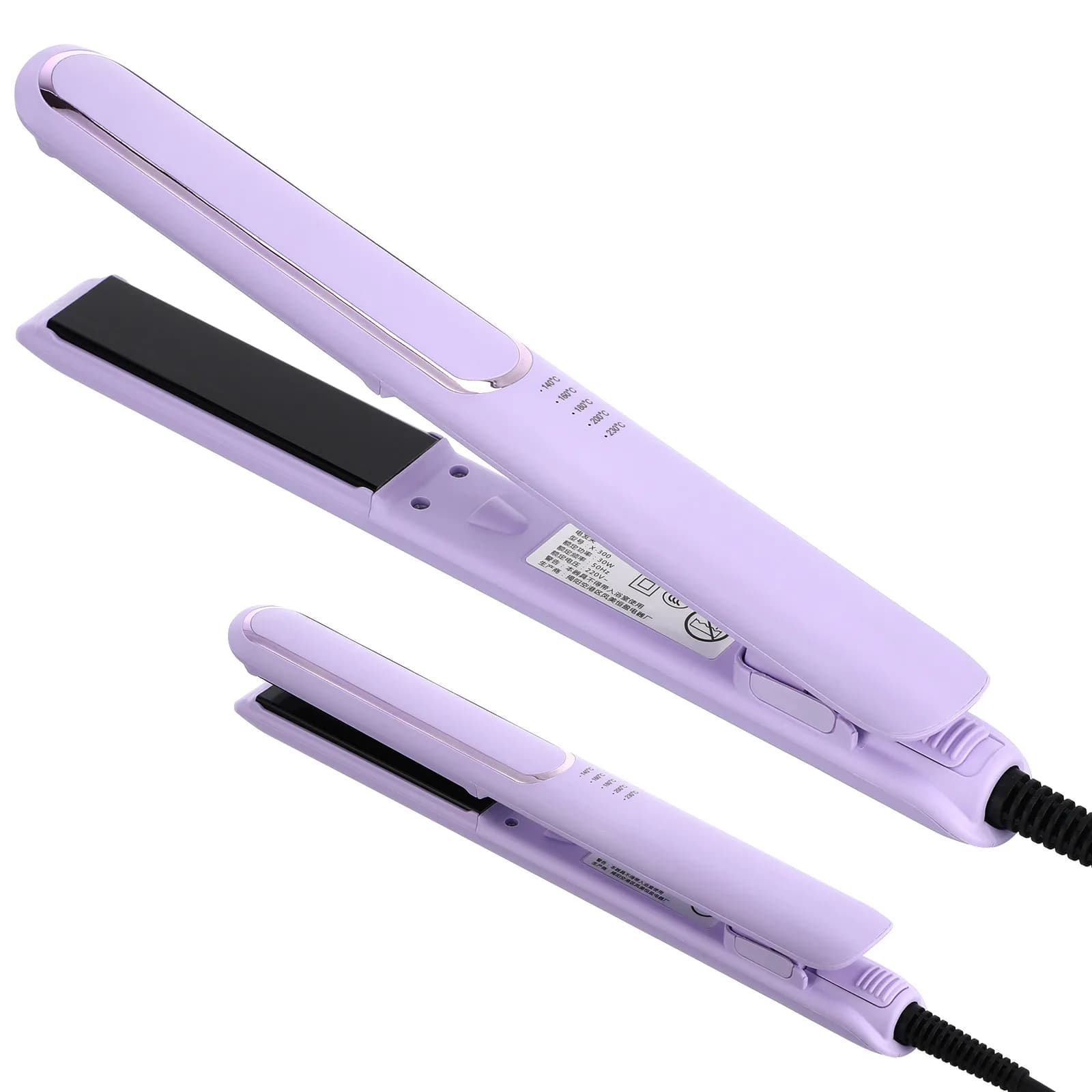 Hair plate with double function, 5 adjustable, compact and light temperatures, for versatile styling.