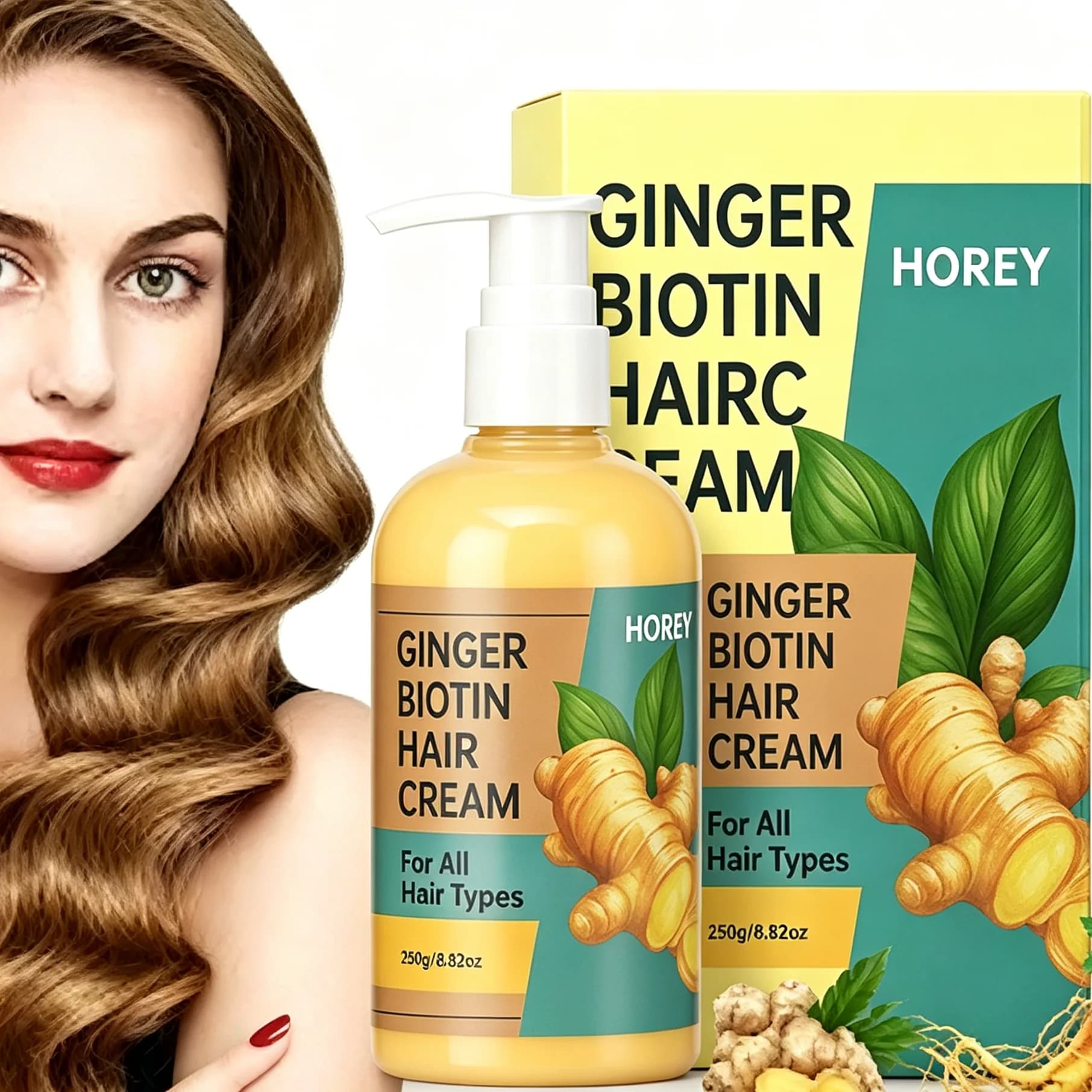 Balsamo per Capelli allo Zenzero con Estratto Naturale di Zenzero, Nutriente, Lisciante e Rinforzante per Capelli Danneggiati, Adatto a Tutti i Tipi di Capelli