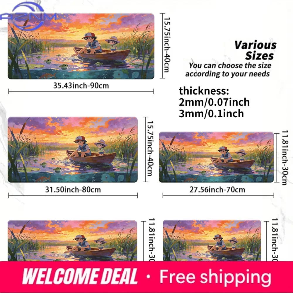 Tappetino da gioco Pokemon Sunset Lake Boat, tappetino antiscivolo per carte TCG