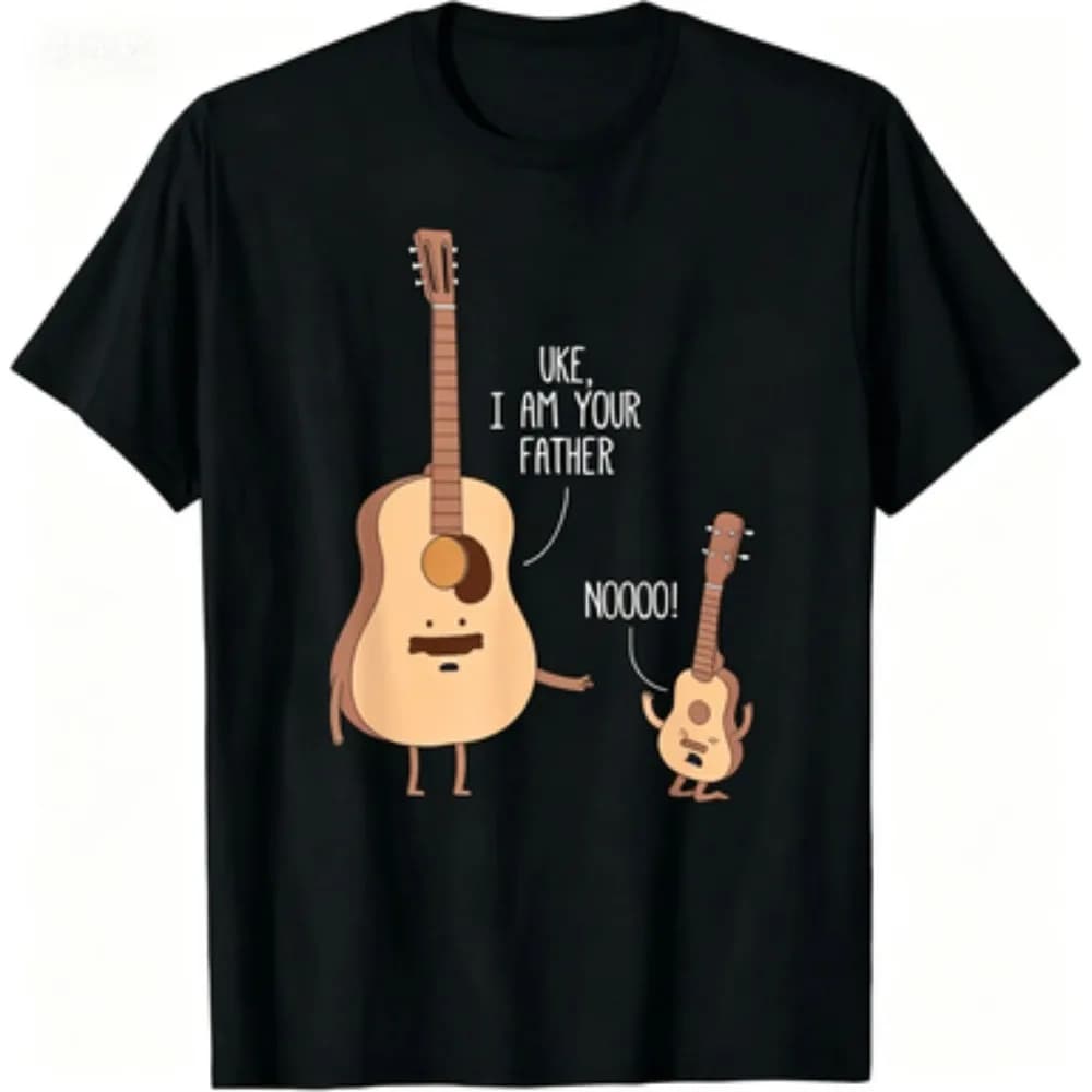 Uke I Am Your Father Ukulele JEMusic T-shirt, Humorous Graphic Kawaii Cute Music Instruments Printed T-shirt,Casual Men's Tee