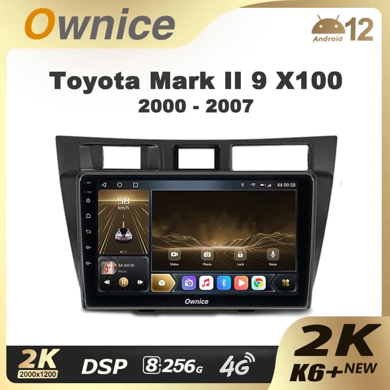 Ownice K6 + 2K 13.3 "per Toyota Mark II 9 X100 2000 - 2007 Autoradio Multimedia Video Navigazione Stereo GPS Android12 No 2din DVD