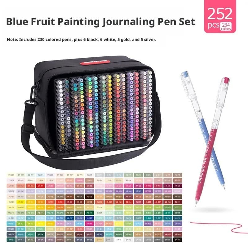 252Pcs 234 Colors Fine Tip Gel Painting Pen Set Gold Silver White Black Markers with Carry Bag for Art Drawing Journal Scrapbook