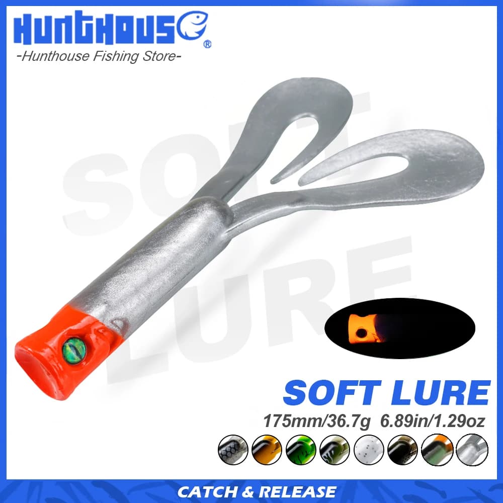 Hunthouse 175mm 36.7g Esca Morbida in Silicone a Doppia Coda per Traina, 2 pz/lotto, per Spinning, per Barca, Zander, Luccio