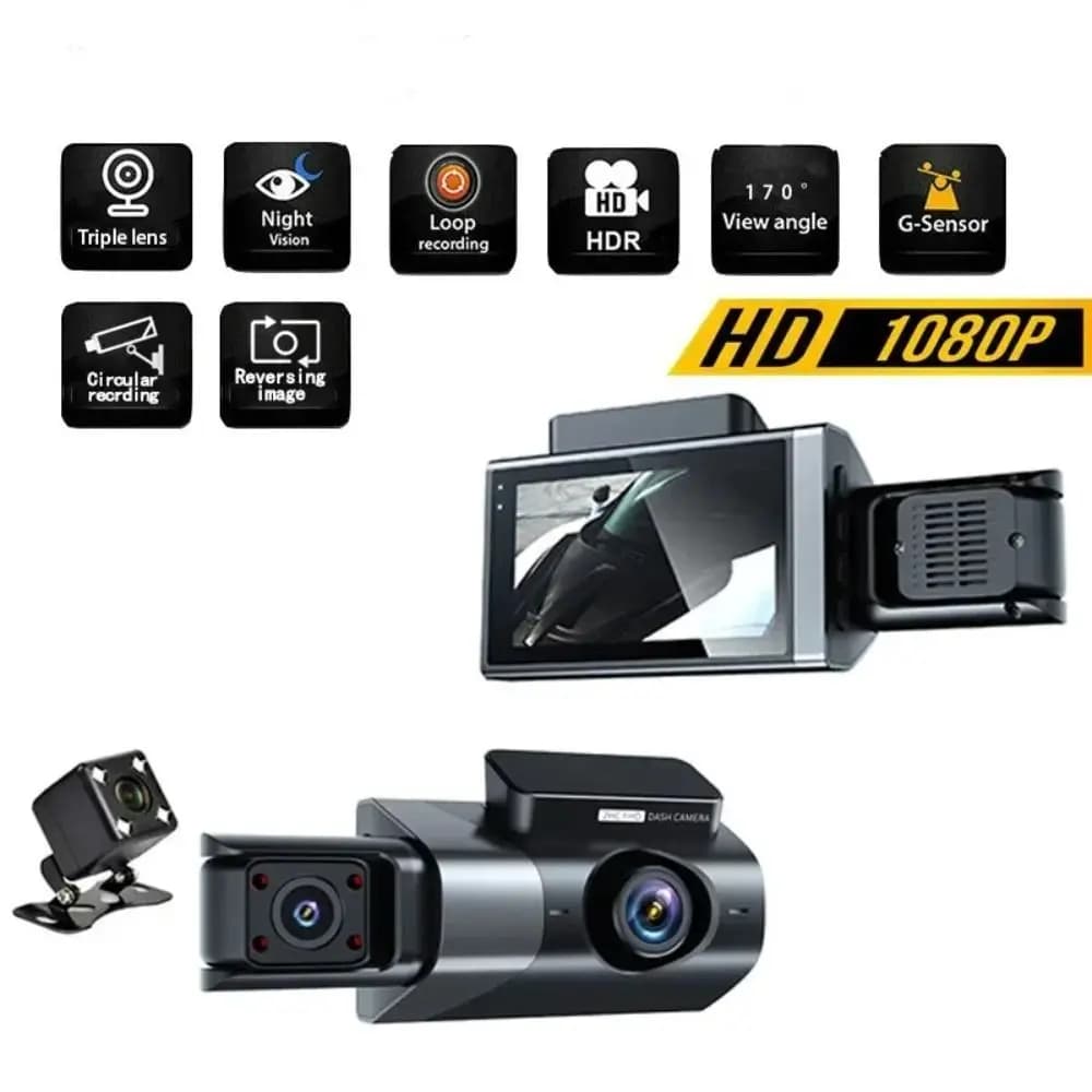 NEW vehicle recorder with APP control 3 night vision lenses Dashcam for cars Loop recording HD Vehicle monitoring DVR for cars