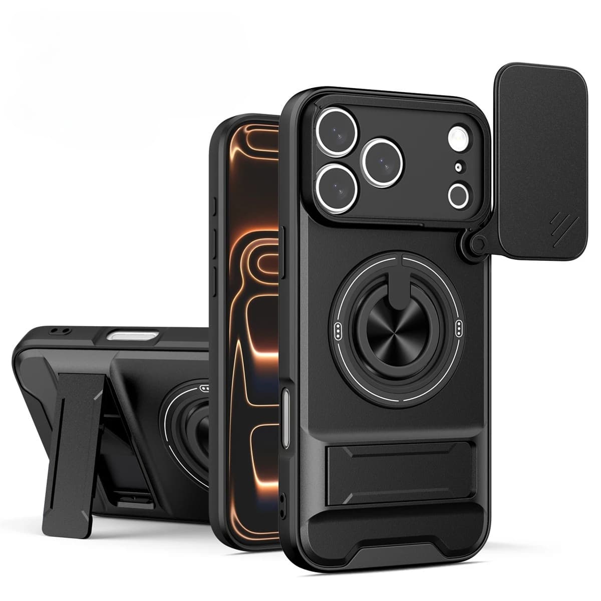 Magnetic Phone Case for IPhone 11 12 13 14 17 Pro Max 17 Air 15 16 Plus Sliding Camera Shock Absorber Ring for Objective