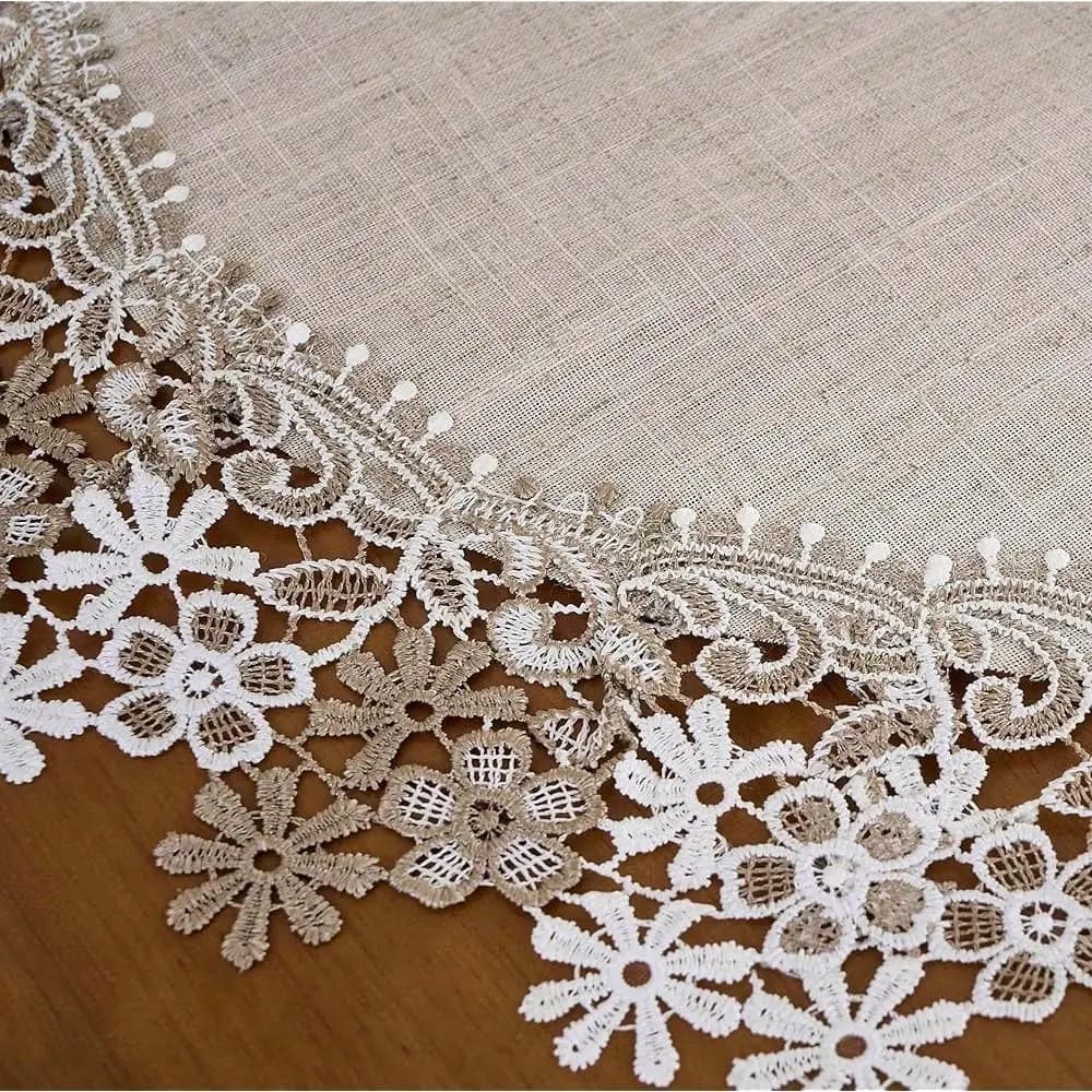 Set di 23 tovagliette rotonde in pizzo floreale beige nei toni neutri della terra, tovagliette decorative per tavolo, set di 1, 23 rotonde