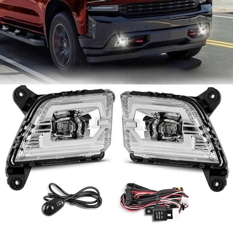 Una coppia paraurti anteriore fendinebbia led lampada di marcia diurna DRL luci diurne 84509651 84509652 per Chevrolet Silverado 2019 -2021