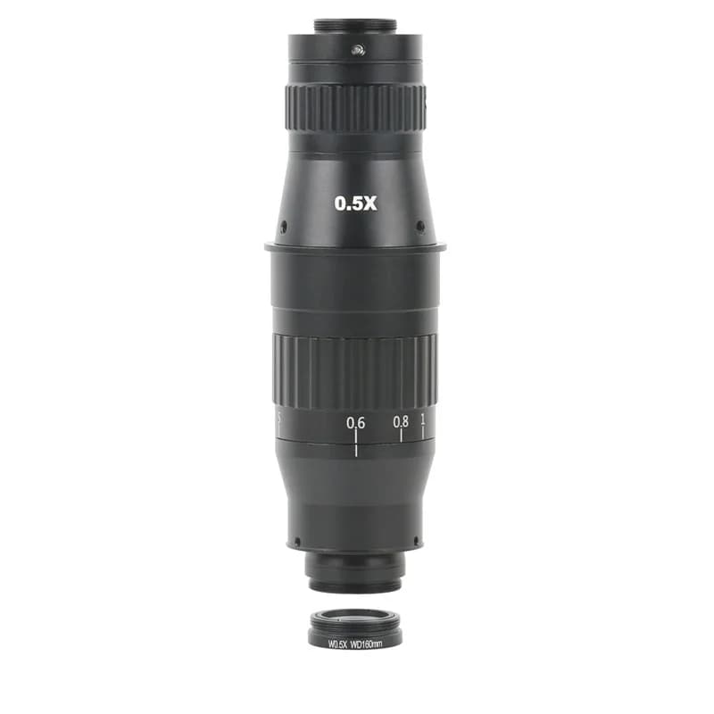 HD 0.6X-5X zoom Monoculare 0.5X WD160mm C Mount Microscopio digitale industriale Obiettivo della fotocamera Lente d'ingrandimento per rilevamento saldatura PCB