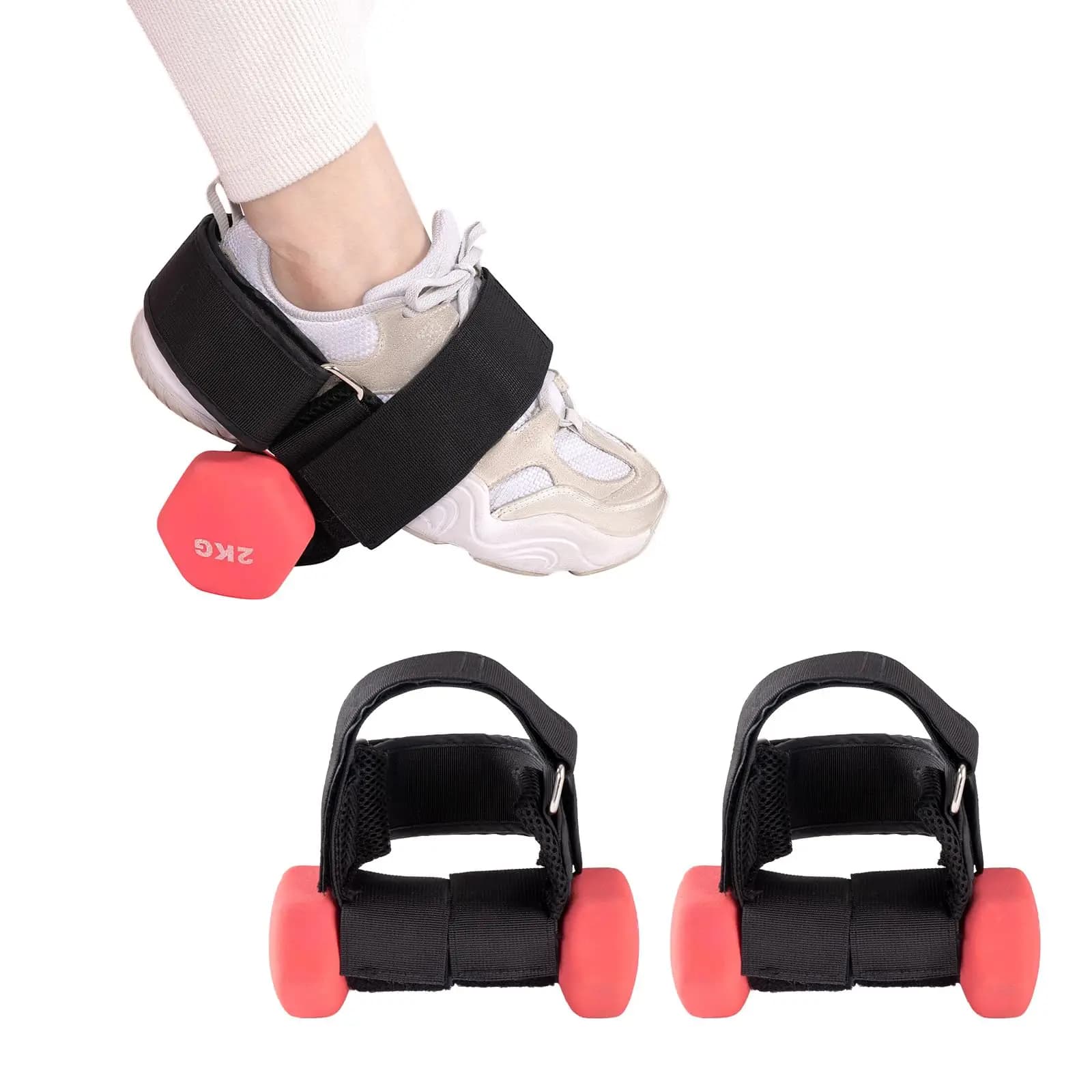 Foot attachment with dumbbells, tibial trainer, adjustable ankle weights, home leg workouts, leg extensions, home gym equipment