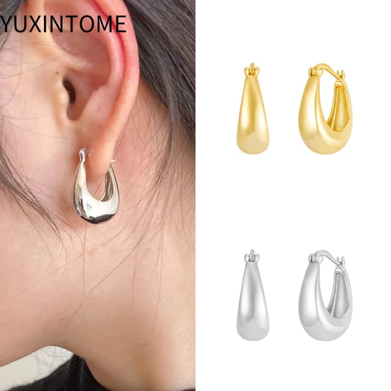 Orecchini a cerchio minimalisti con ago per l'orecchio in argento Sterling 925 per le donne orecchini Piercing con geometria lucida Punk regali di gioielli di lusso