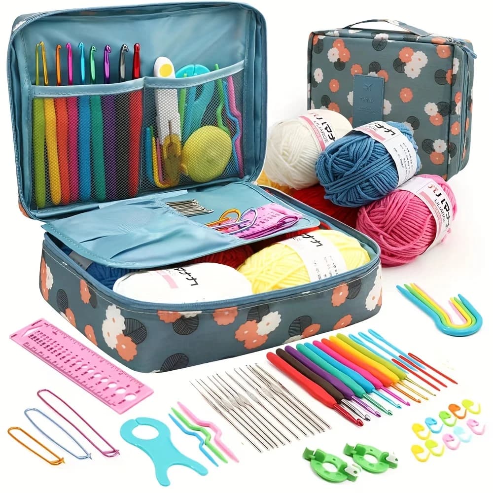 Borsa per maglieria-stoccaggio spazioso per filati, aghi e accessori per uncinetto durevoli Versatile, borsa portaoggetti per artigianato e cosmetici