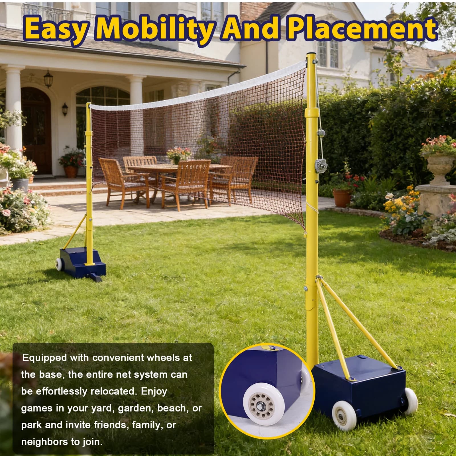 Support for Network from Badminton, Volleyball and Tennis, Height Adjustable, Portable, Ideal for Open Sports
