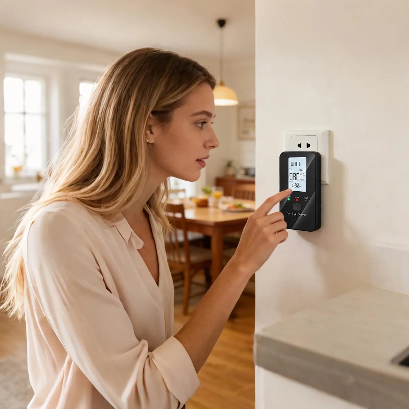 Rilevatori Digitali di Monossido di Carbonio (CO) 4-in-1 Wireless per Casa, Allarme di Sicurezza da Collegare per Camper, Hotel, Appartamenti, Campeggio