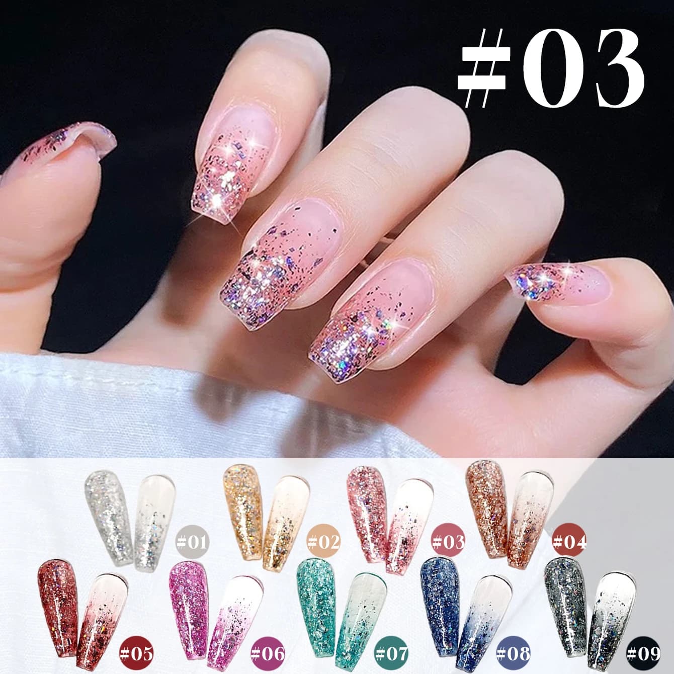 Serie MEC 1-9 Pezzi: Smalto Gel Diamantato Effetto Cubo Magico, Nuovi Glitter Diamantati Esplosivi per Nail Art 2026