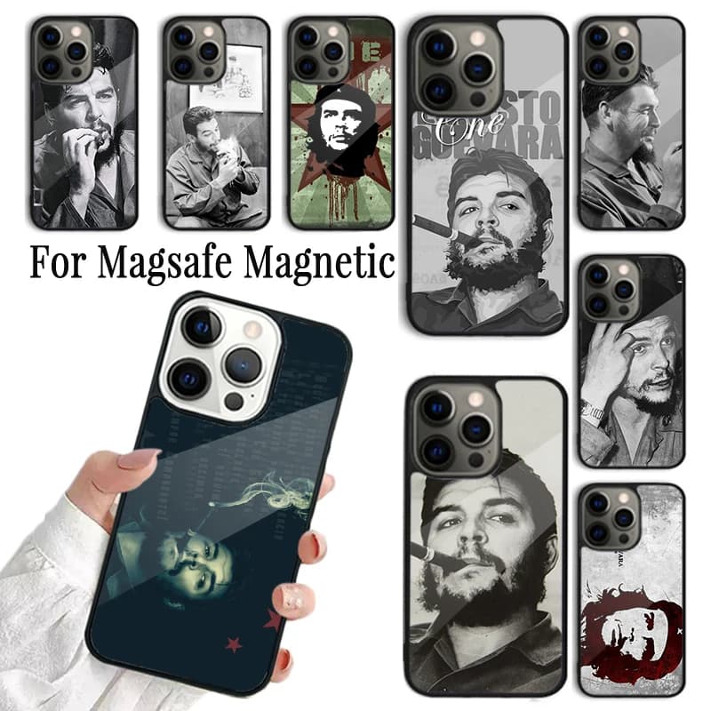Cover per telefono morbida con stampa Che Guevara che fuma un sigaro per iPhone 17 AIR 16 15 14 13 12 11 Pro Max Plus, custodia magnetica Magsafe