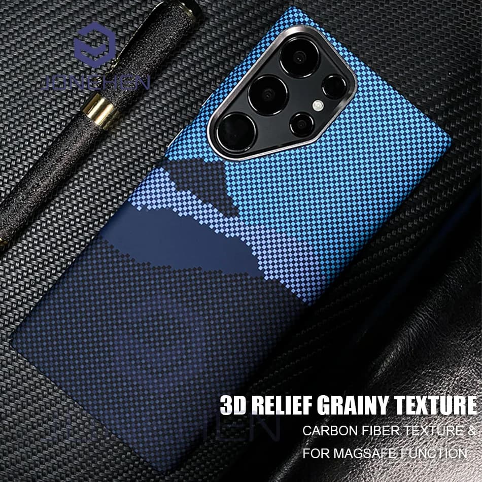 Custodia Magnetica con Motivo a Nuvole per Samsung Galaxy S25 S24 S26 Ultra S23 Plus, Cover di Lusso Opaca in PC Karbon per Magsafe con Protezione Metallica per Obiettivo