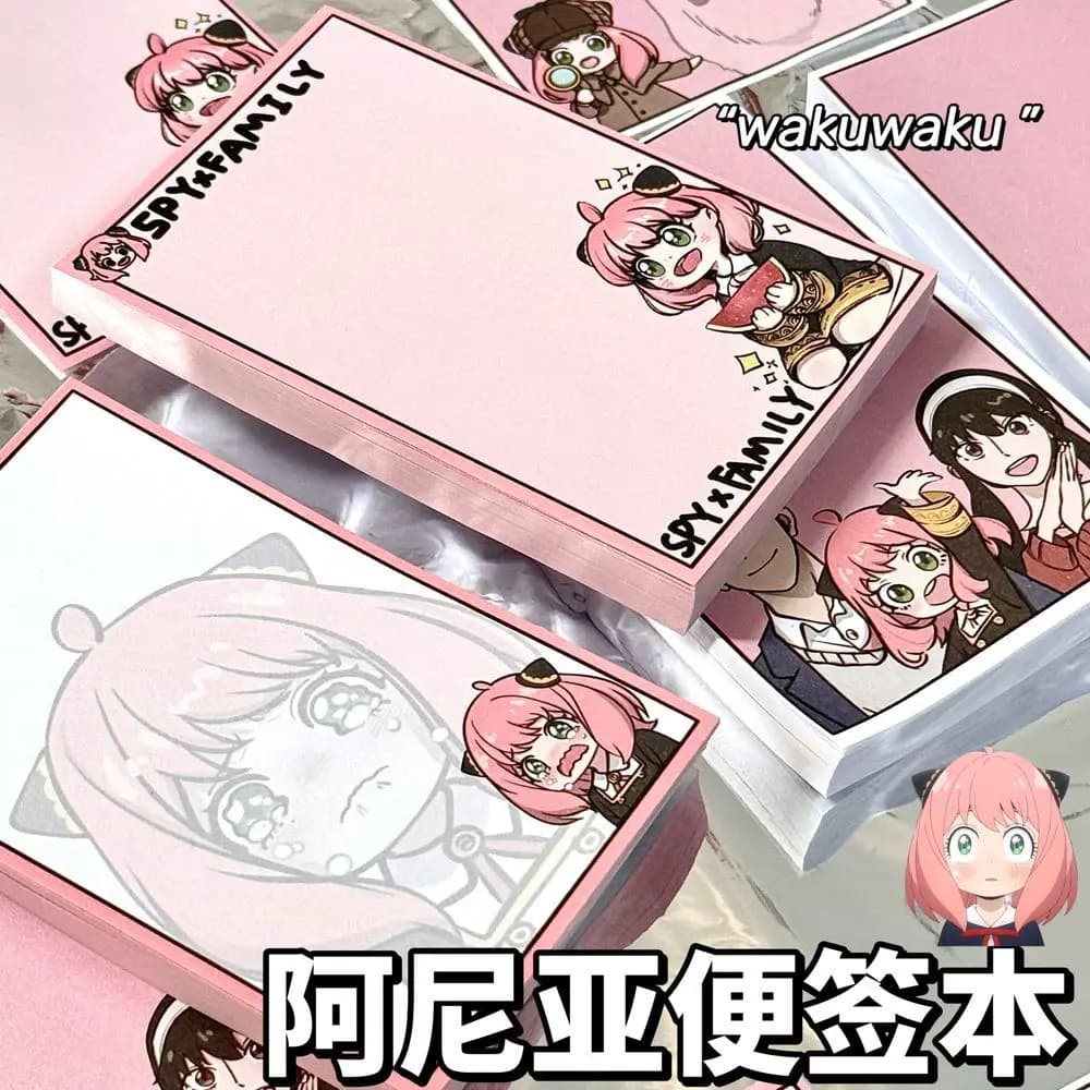 Spy Family Series Ania Surrounding ins Cartoon Post it Notes anime Libro di messaggi memo per cartoni animati per studenti ad alta aspetto