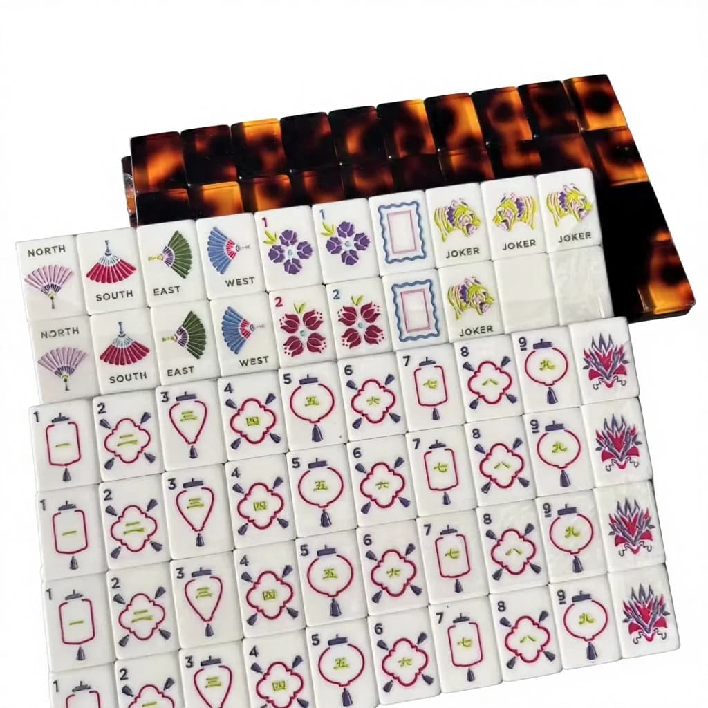 Custom Made Tortoiseshell American Mahjong Acrylic Tiles with 160 Cards Indoor Luxury Elegant Game for Adults & Gift