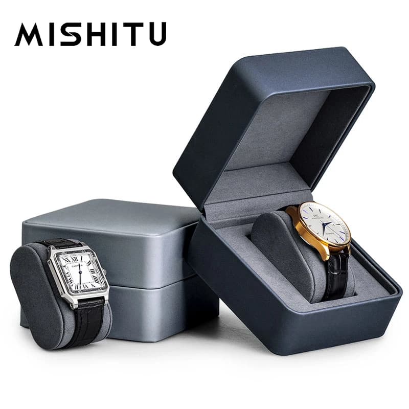 MISHITU Griglie Scatola per orologi Custodia per orologi in pelle PU Scatola portaoggetti per orologi al quarzo Scatole per gioielli Visualizza il miglior regalo