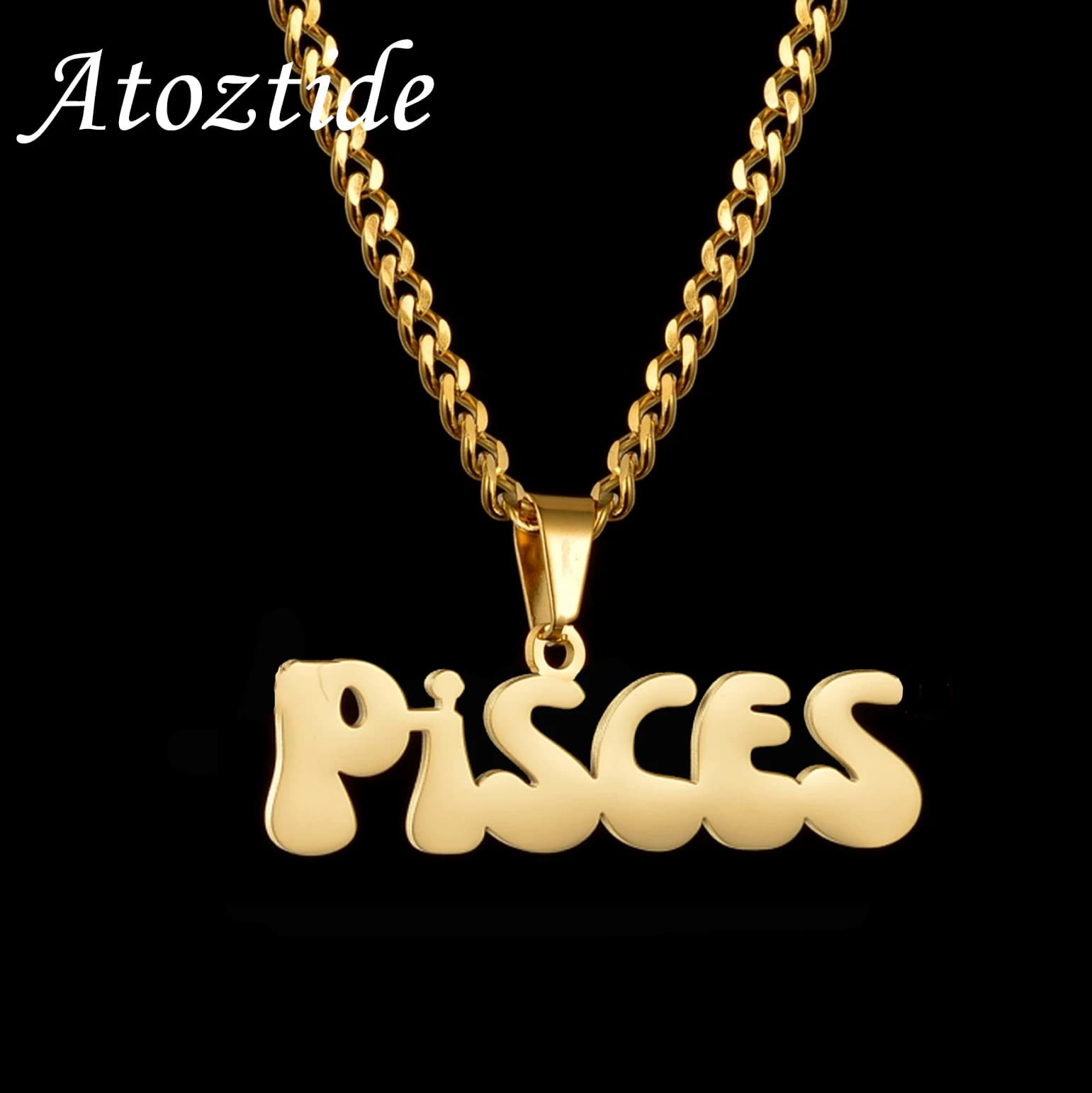 Atoztide custom name necklace for men woman detachable stainless steel jewelry gift with Cuban twist chain