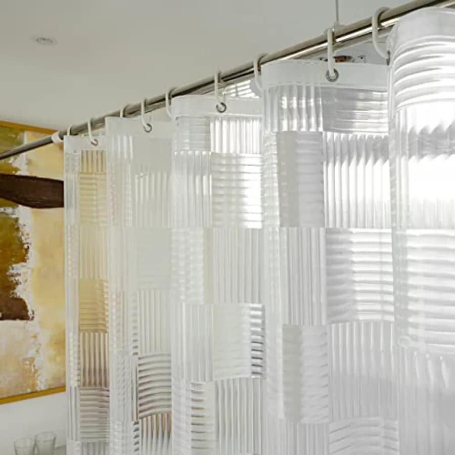Tenda da doccia trasparente in EVA o rivestimento per doccia 72 x 72 pollici, resistente, con design trasparente e motivo geometrico 3D.