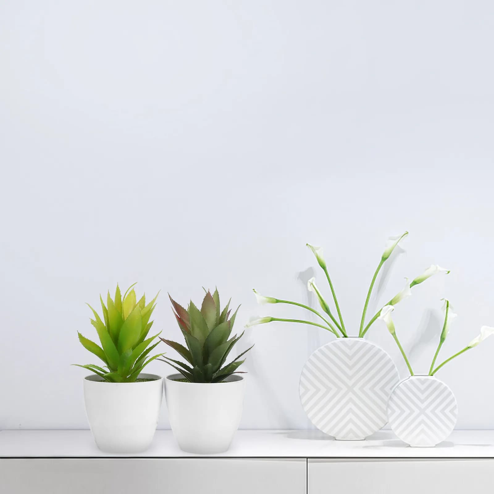 2 Pieces of Artificial Succulent Plants Realistic, Plastic Bonsai Decoration for Home, Office and Dining Table