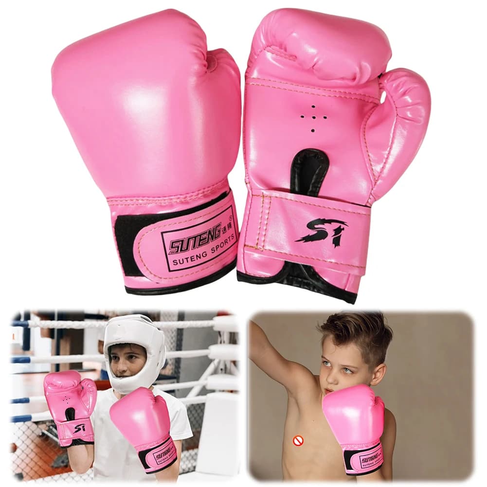 2 PU Leather Children's Boxing Gloves, Breathable Training Gloves, Taekwondo and Boxing Sack