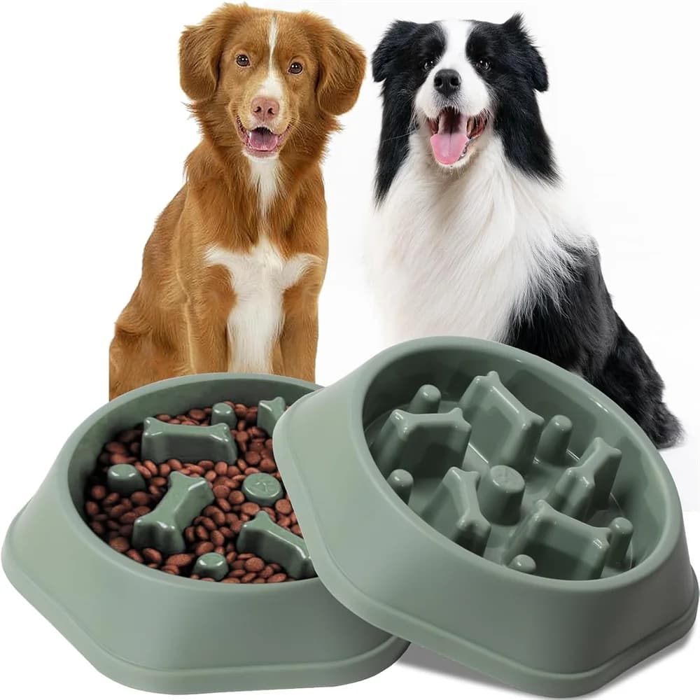 Slow Feeder Dog & Cat Bowl,Non-Slip Slow Eating Pet Food Dish with Slow Feed Design,Choke-Resistant PP Bowl for Small Dogs/Cats