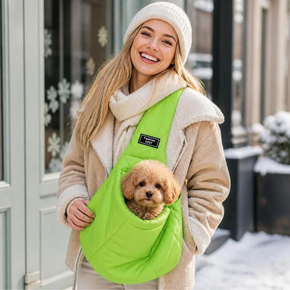 Portable Warm Pet Sling Carrier Single Shoulder Lightweight Dog Cat Sling Bag Soft Hands-Free Pet Travel Bag for Outdoor Walking