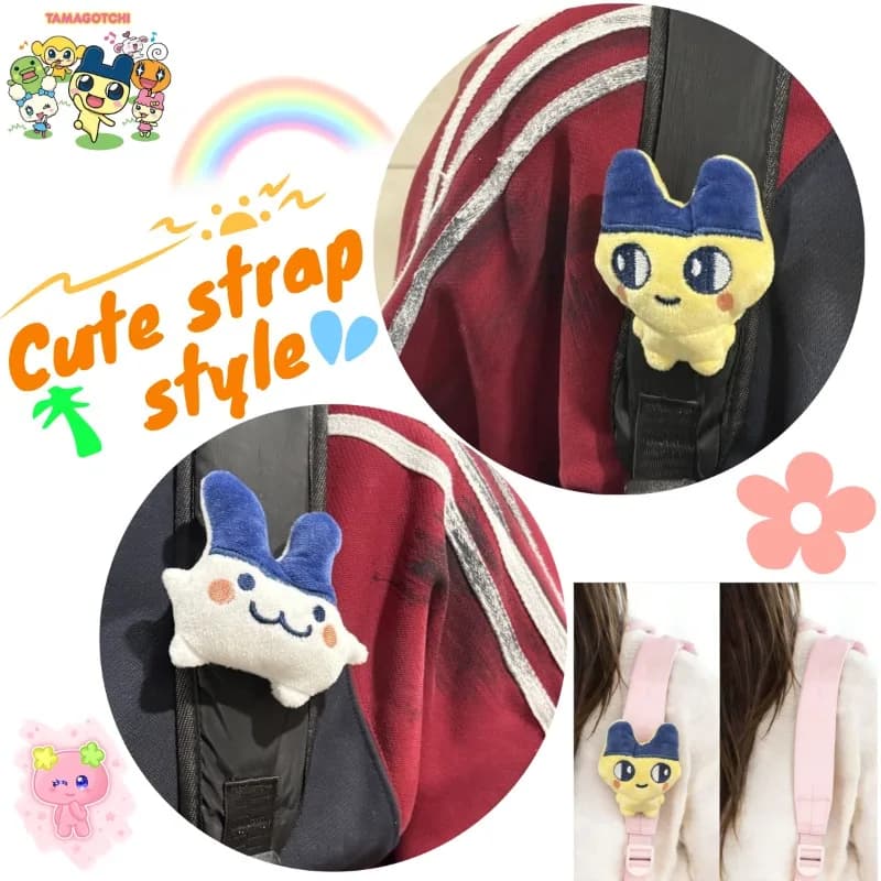 Ciondolo Peluche Giapponese Tamagotchi Mametchi, Morbido Ornamento Imbottito con Velcro Staccabile, Decorazione per Borse e Zaini, Regalo per Amici