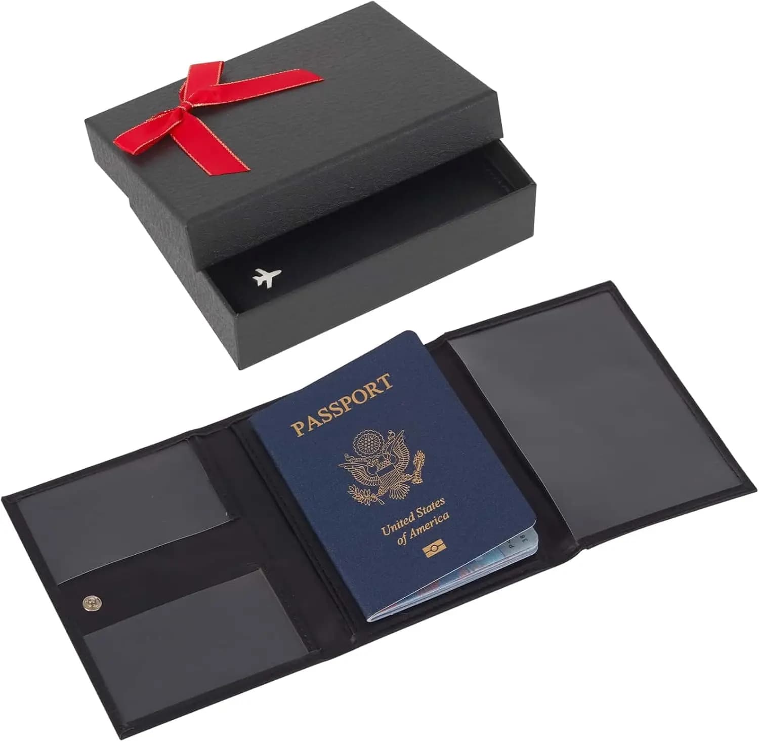 Porta Passaporto in Vera Pelle con Protezione RFID per Viaggi - Portadocumenti Sicuro con Confezione Regalo per Uomini e Donne