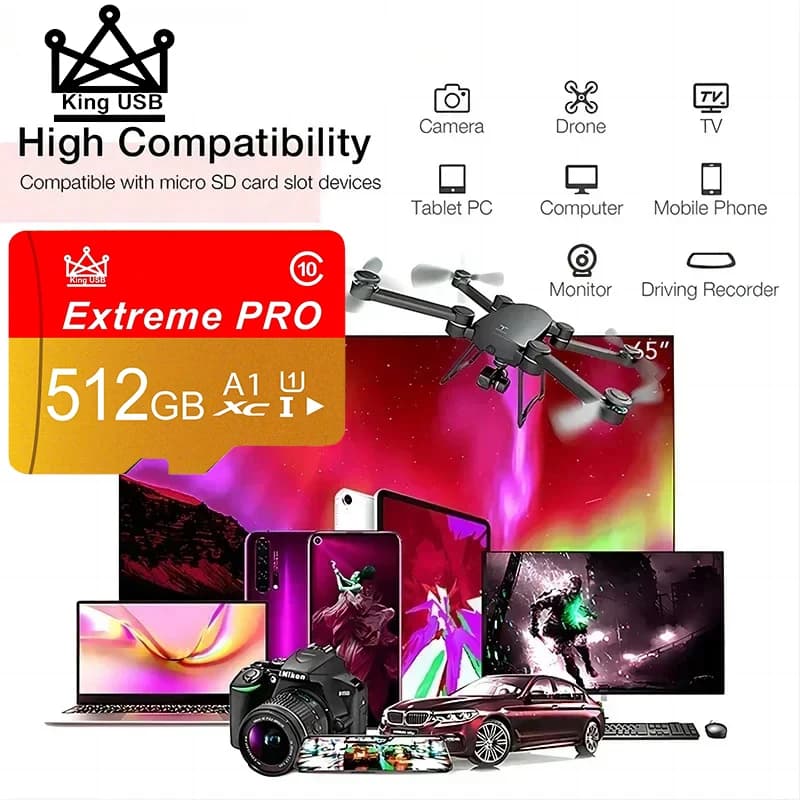 Lightweight SD Cards 512GB 64GB 32GB TF Cards Micro TF SD Card Memory Card U1 Temperature Proof for Desktop/Gaming Console/Phone