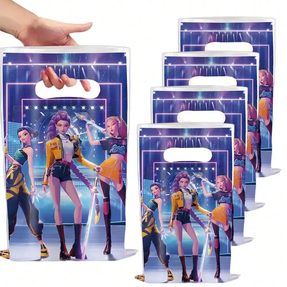10 Pezzi Sacchetti Regalo per Feste a Tema Demon Slayer / Squadra Cacciatrice di Demoni, Personaggi Anime K-POP, per Compleanni, Raduni e Feste Festive