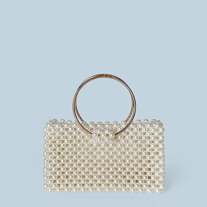 2024 new bag with handmade beads, small three-dimensional square bag, circular ring bag, bag with versatile and casual beads