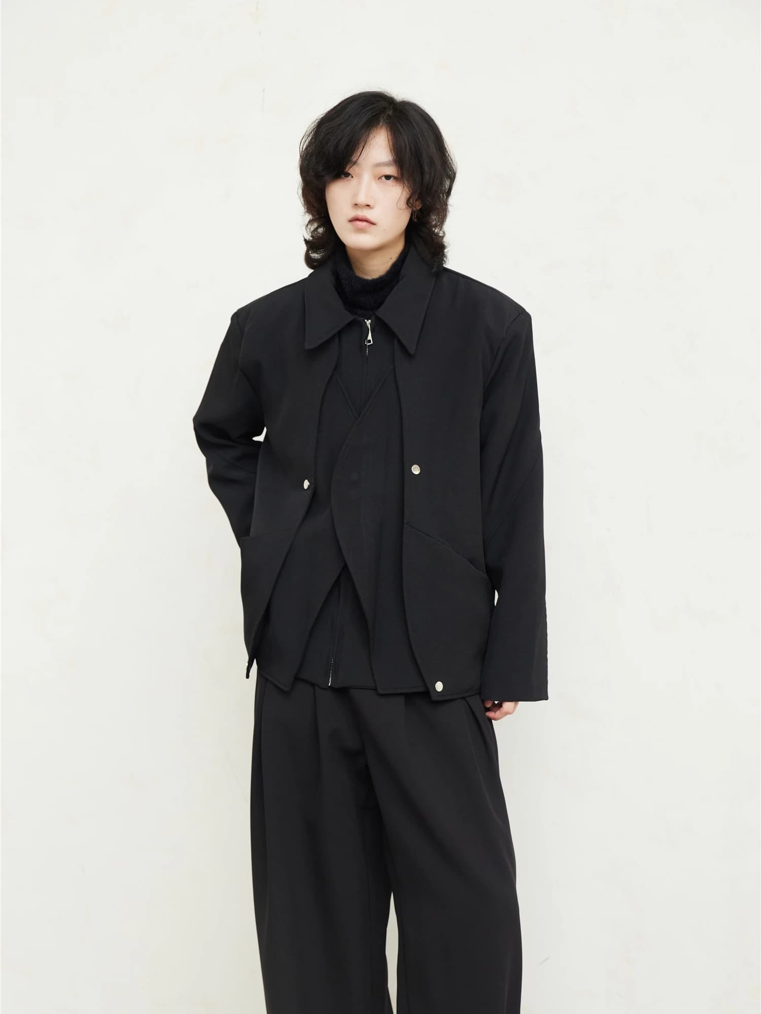 Sunyvonne23fw Casual Zipper Short Jacket Top Fashionable Deconstructed Multiwear Design Original Design Women's Coat