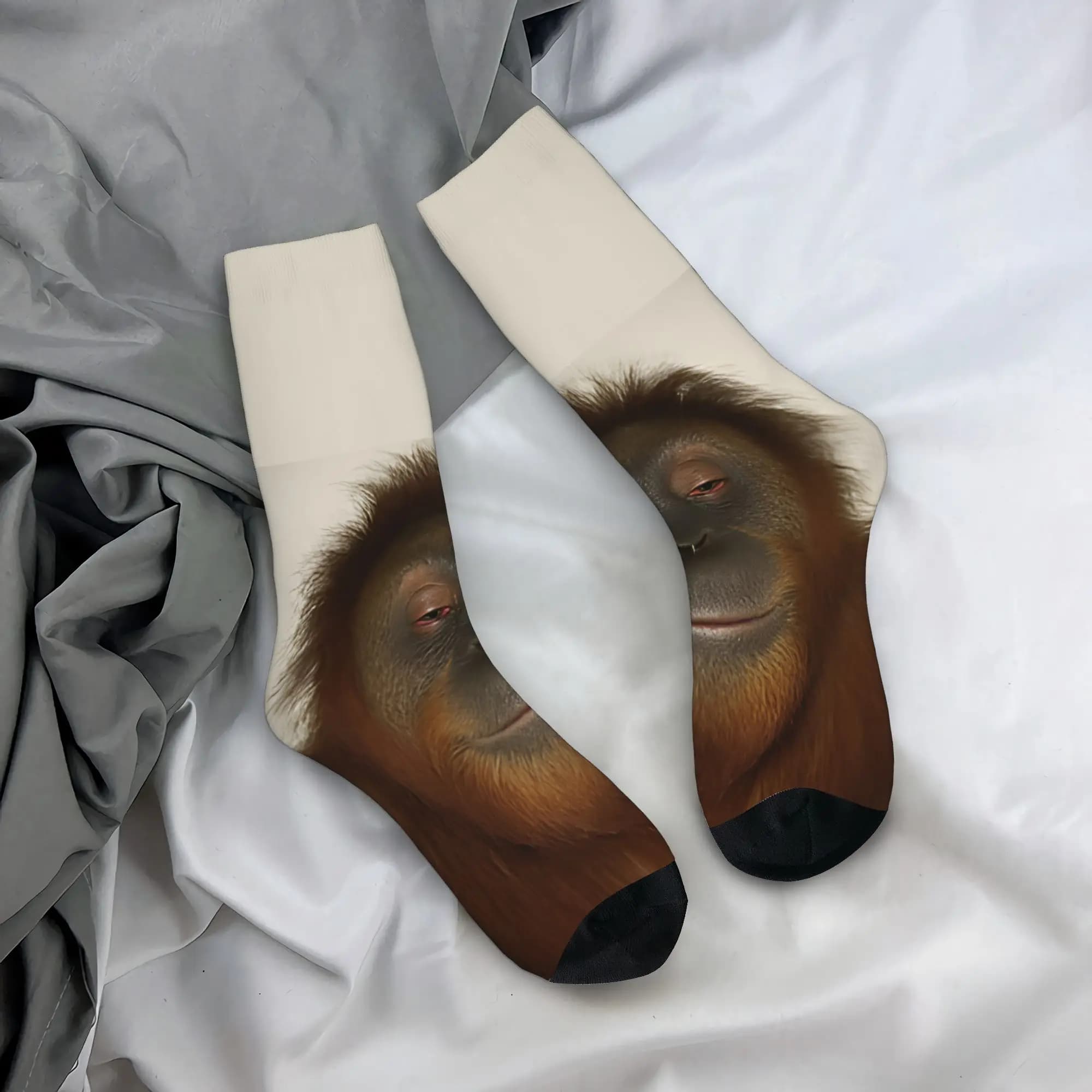 Custom Fashion Funny Baby Gorilla Face Socks Men Women Warm 3D Printing Football Sports Socks