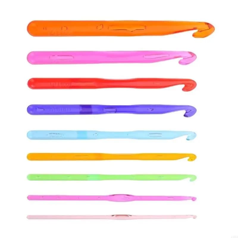 9Pcs Ergonomic Crochet Hook Set 3-10mm 12mm Clear Colored Crochet Hook for Adult
