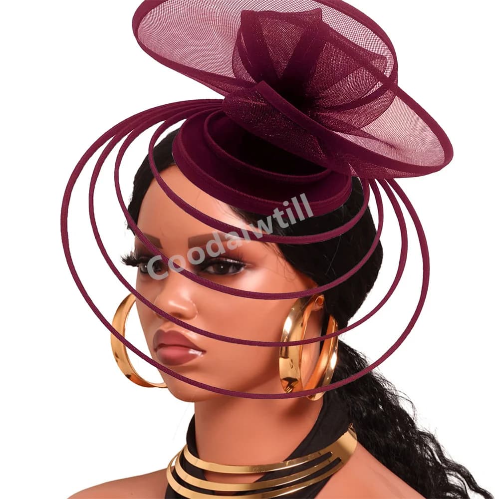 Marrone Velo Fascinator Cappelli Fascia Donna Elegante Derby Portapillole Fascinator Femme Mariage Derby Millinery Cap Evento Fascinators
