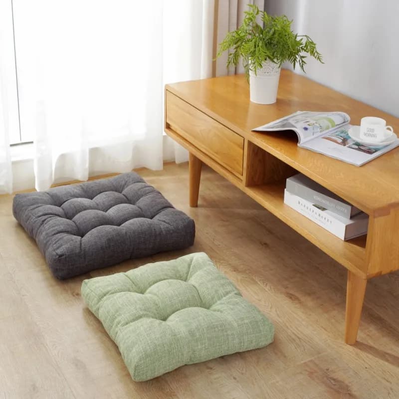Linen Tufted Seat Cushion Square Large Floor Cushions Futon Meditation Yoga Thickened Floor Seating Pillow Tatami Kids Seat Pads
