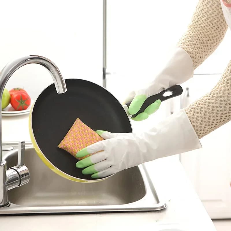 1 paio di guanti da lavaggio in nitrile ciotola da cucina per la casa durevole in lattice per lavare i vestiti guanti di gomma per uso domestico impermeabili da donna # 1505